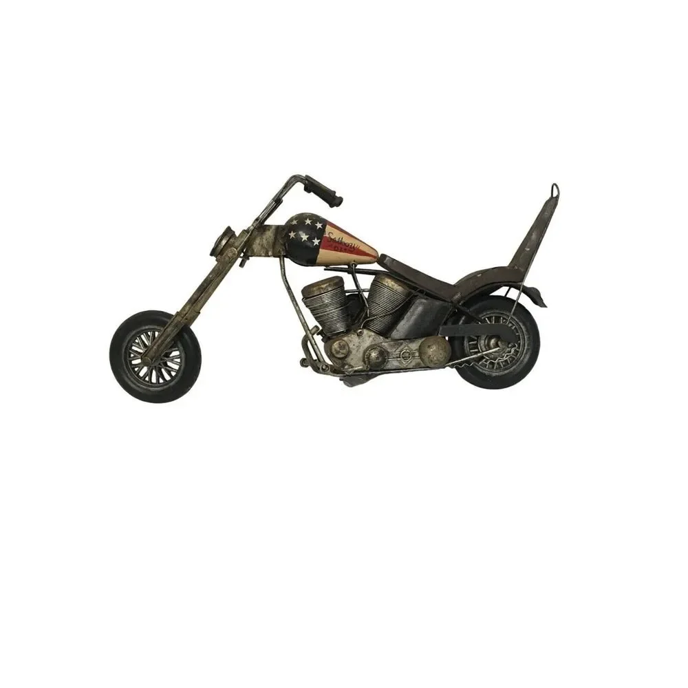 Vintage Metal Motorcycle Model With American Flag Design/‎ collector